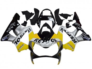 Preisgünstige Honda CBR900RR 929 Motorrad Verkleidung 2000-2001 - Gelb Silber Glanzendes Schwarz Repsol