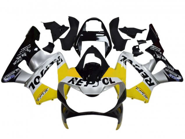 Preisgünstige Honda CBR900RR 929 Motorrad Verkleidung 2000-2001 - Gelb Silber Glanzendes Schwarz Repsol