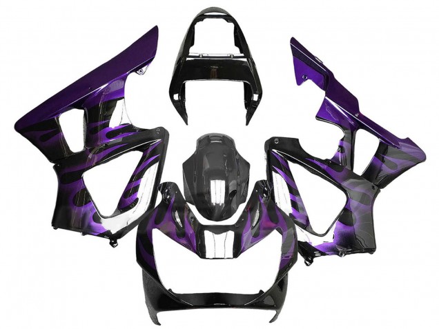 Preisgünstige Honda CBR900RR 929 Motorrad Verkleidung 2000-2001 - Glanzendes Schwarz Lila Flamme