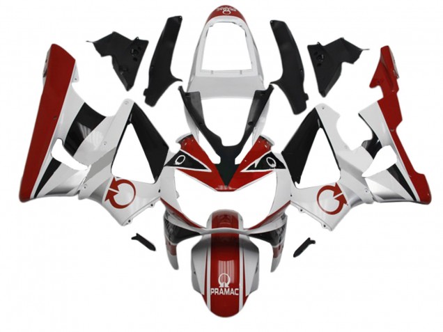 Preisgünstige Honda CBR900RR 929 Motorrad Verkleidung 2000-2001 - Weiss Rot Glanzendes Schwarz Pramac