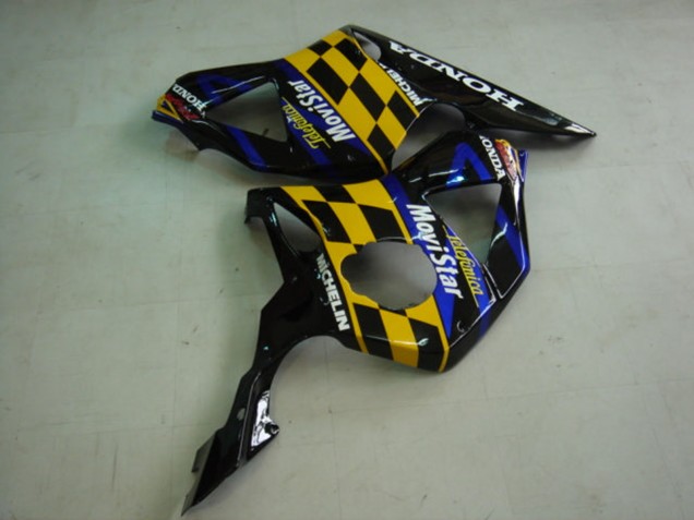 Preisgünstige Honda CBR900RR 954 Motorrad Verkleidung 2002-2003 - Blau Gelb Glanzendes Schwarz Telefumica MoviStar Castrol