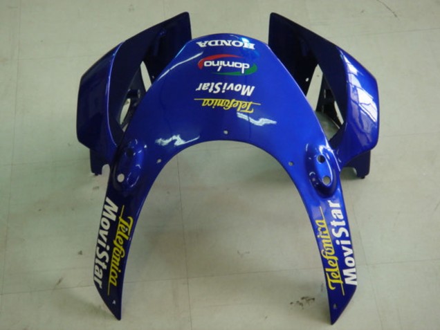 Preisgünstige Honda CBR900RR 954 Motorrad Verkleidung 2002-2003 - Blau Gelb Glanzendes Schwarz Telefumica MoviStar Castrol