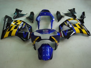Preisgünstige Honda CBR900RR 954 Motorrad Verkleidung 2002-2003 - Blau Gelb Glanzendes Schwarz Telefumica MoviStar Castrol