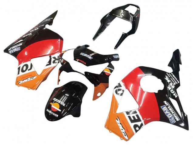 Preisgünstige Honda CBR900RR 954 Motorrad Verkleidung Kit 2002-2003 - Orange Weiss Rot Glanzendes Schwarz Repsol