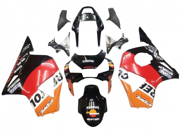 Preisgünstige Honda CBR900RR 954 Motorrad Verkleidung Kit 2002-2003 - Orange Weiss Rot Glanzendes Schwarz Repsol