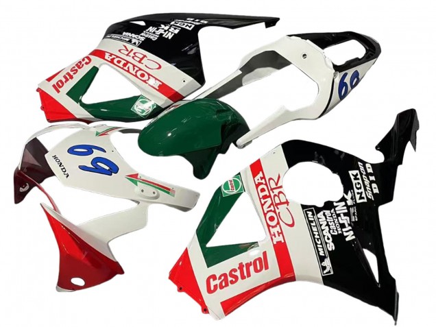 Preisgünstige Honda CBR900RR 954 Motorrad Verkleidung 2002-2003 - Weiss Rot Grun Glanzendes Schwarz Castrol