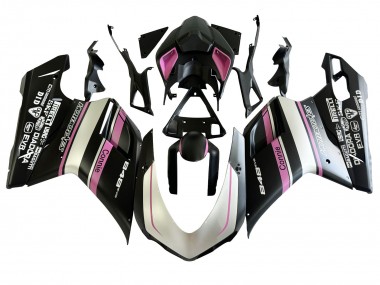 Preisgünstige Ducati 848 Motorrad Verkleidung 2007-2014 - Weiss Rosa Glanzendes Schwarz Connie