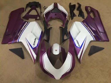 Preisgünstige Ducati 848 Motorrad Verkleidung 2007-2014 - Weiss Blau Lila Corse
