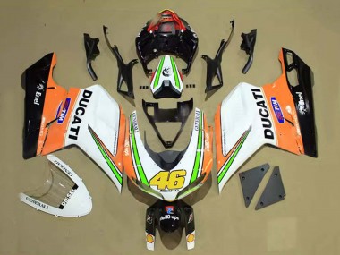 Preisgünstige Ducati 848/1098/1198 Motorrad Verkleidung 2007-2014 - Weiss Orange Grun Glanzendes Schwarz Tim 46