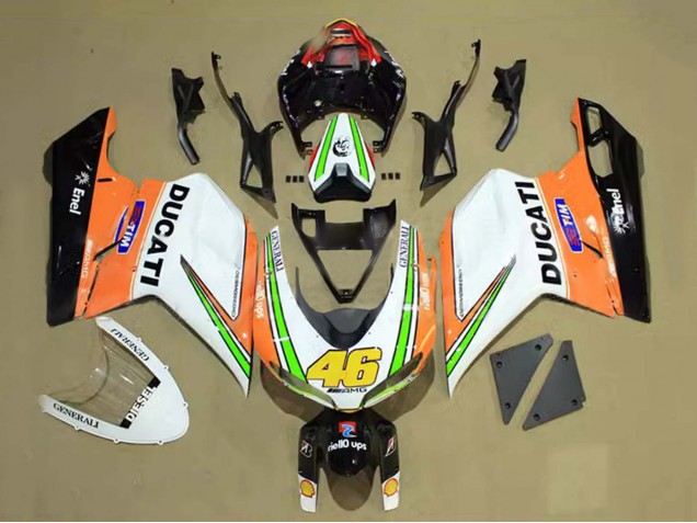Preisgünstige Ducati 848/1098/1198 Motorrad Verkleidung 2007-2014 - Weiss Orange Grun Glanzendes Schwarz Tim 46