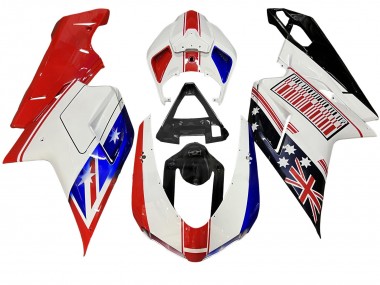 Preisgünstige Ducati 848/1098/1198 Motorrad Verkleidung 2007-2014 - Weiss Rot Blau Glanzendes Schwarz