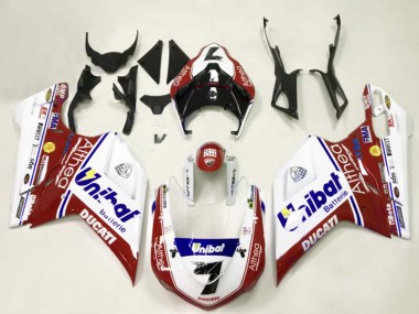 Preisgünstige Ducati 848/1098/1198 Motorrad Verkleidung 2007-2014 - Weiss Rot Blau Unibat 7