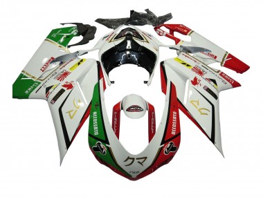Preisgünstige Ducati 848/1098/1198 Motorrad Verkleidung 2007-2014 - Weiss Rot Grun Accossato