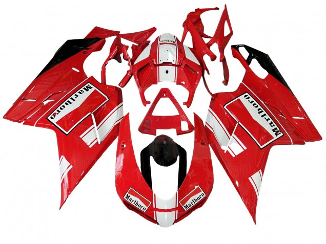 Preisgünstige Ducati 848/1098/1198 Motorrad Verkleidung 2007-2014 - Weiss Rot Glanzendes Schwarz Marlboro