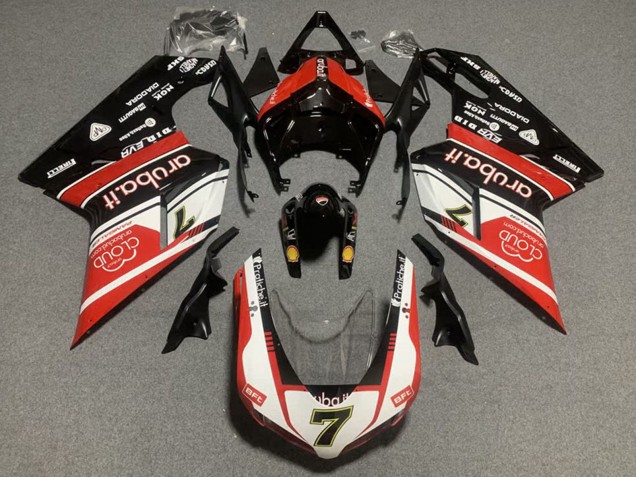 Preisgünstige Ducati 848/1098/1198 Motorrad Verkleidung Kit 2007-2014 - Weiss Rot Glanzendes Schwarz