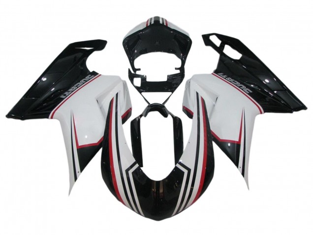 Preisgünstige Ducati 848/1098/1198 Motorrad Verkleidung 2007-2014 - Weiss Rot Glanzendes Schwarz