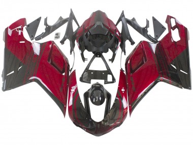 Preisgünstige Ducati 848 Motorrad Verkleidung 2007-2014 - Rot Glanzendes Schwarz