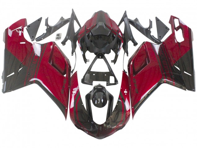 Preisgünstige Ducati 848 Motorrad Verkleidung 2007-2014 - Rot Glanzendes Schwarz