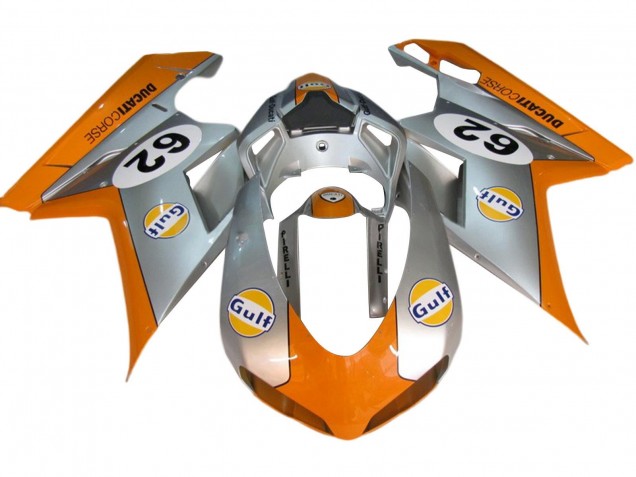 Preisgünstige Ducati 848/1098/1198 Motorrad Verkleidung 2007-2014 - Silber Orange Gulf 62