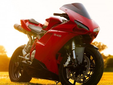 Preisgünstige Ducati 848 Motorrad Verkleidung 2007-2014 - Rot Glanzendes Schwarz