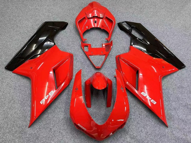 Preisgünstige Ducati 848 Motorrad Verkleidung 2007-2014 - Rot Glanzendes Schwarz