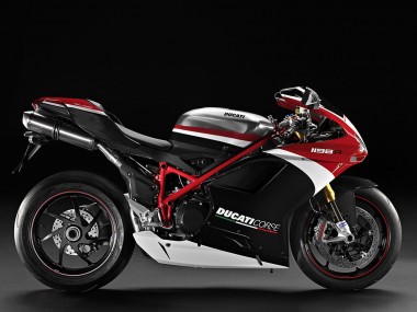 Preisgünstige Ducati 848/1098/1198 Motorrad Verkleidung 2007-2014 - Weiss Rot Glanzendes Schwarz