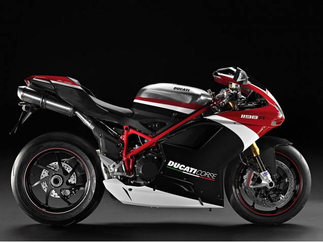 Preisgünstige Ducati 848/1098/1198 Motorrad Verkleidung 2007-2014 - Weiss Rot Glanzendes Schwarz
