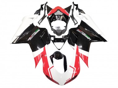 Preisgünstige Ducati 848/1098/1198 Motorrad Verkleidung 2007-2014 - Weiss Rot Glanzendes Schwarz
