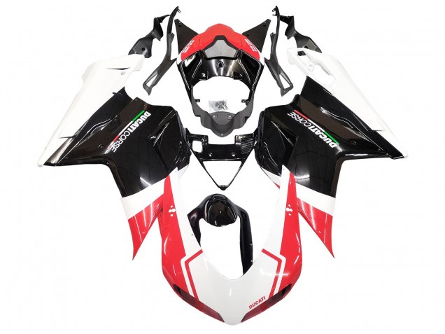 Preisgünstige Ducati 848/1098/1198 Motorrad Verkleidung 2007-2014 - Weiss Rot Glanzendes Schwarz