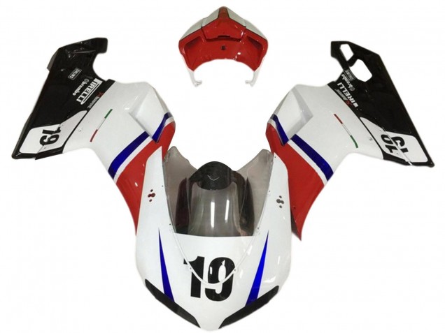 Preisgünstige Ducati 848/1098/1198 Motorrad Verkleidung 2007-2014 - Weiss Rot Blau Glanzendes Schwarz 19