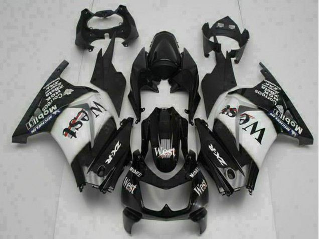 Preisgünstige Kawasaki EX250 Motorrad Verkleidung 2008-2012 - Glanzendes Schwarz Weiss West