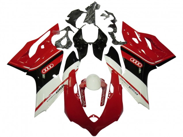 Preisgünstige Ducati Panigale 899 Motorrad Verkleidung 2011-2014 - Weiss Rot Glanzendes Schwarz Dunlop