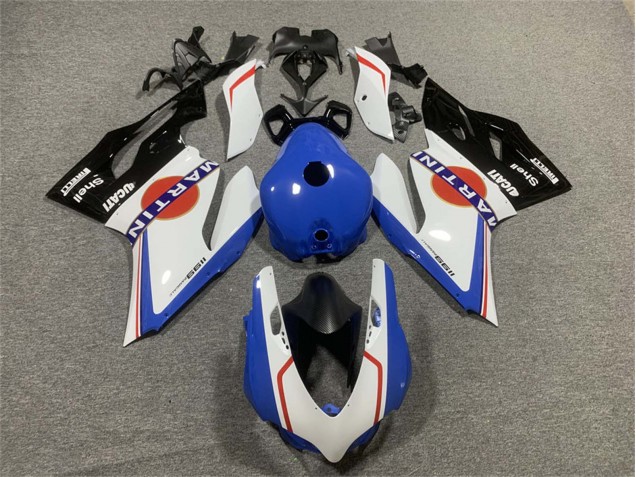 Preisgünstige Ducati Panigale 899/1199 Motorrad Verkleidung 2011-2014 - Weiss Blau Glanzendes Schwarz Martini