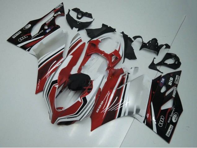 Preisgünstige Ducati Panigale 899 Motorrad Verkleidung 2011-2014 - Weiss Rot Glanzendes Schwarz