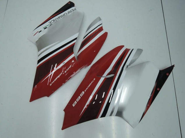 Preisgünstige Ducati Panigale 899 Motorrad Verkleidung 2011-2014 - Weiss Rot Glanzendes Schwarz