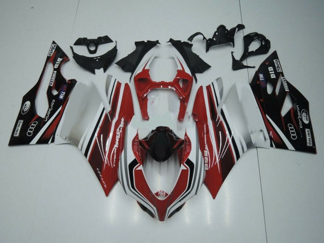 Preisgünstige Ducati Panigale 899 Motorrad Verkleidung 2011-2014 - Weiss Rot Glanzendes Schwarz