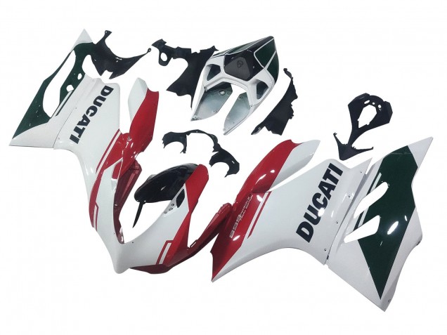 Preisgünstige Ducati Panigale 899 Motorrad Verkleidung 2011-2014 - Weiss Rot Glanzendes Schwarz