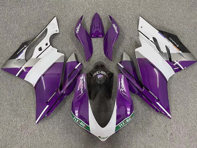 Preisgünstige Ducati 959/1299 Motorrad Verkleidung 2015-2020 - Lila Weiss Glanzendes Schwarz Flex-Box