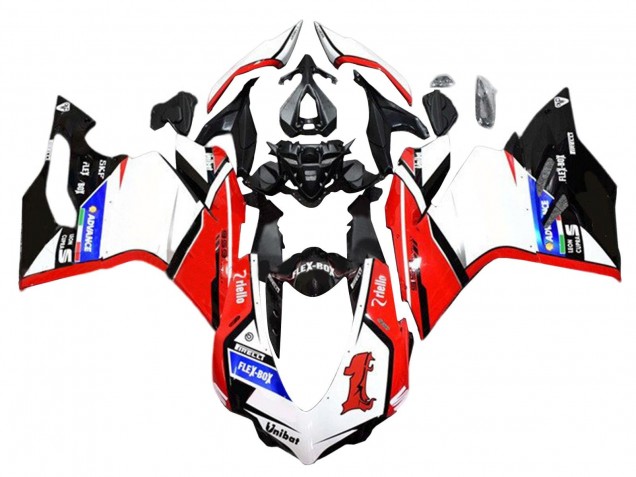 Preisgünstige Ducati 959/1299 Motorrad Verkleidung 2015-2020 - Weiss Rot Glanzendes Schwarz Unibat Flex-Box