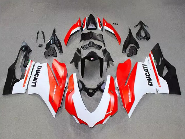 Preisgünstige Ducati 959 Motorrad Verkleidung 2015-2020 - Weiss Rot Glanzendes Schwarz