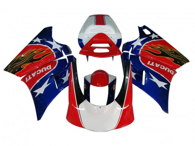 Preisgünstige Ducati 748/916/996/998 Motorrad Verkleidung 1993-2005 - Weiss Rot Blau Glanzendes Schwarz Flamme