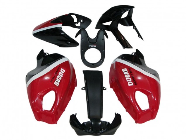 Preisgünstige Ducati Monster 696 796 1100 1100S Motorrad Verkleidung 2008-2012 - Rot Weiss Glanzendes Schwarz