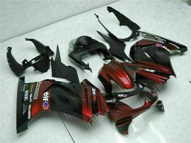 Preisgünstige Kawasaki EX250 Motorrad Verkleidung 2008-2012 - Glanzendes Schwarz Kastanienbraun Rot