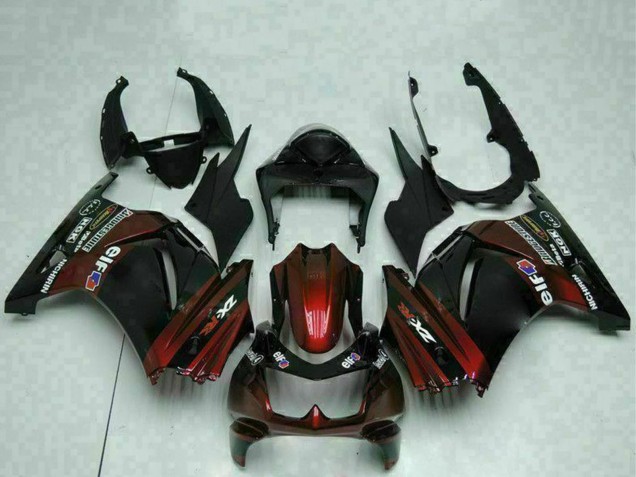 Preisgünstige Kawasaki EX250 Motorrad Verkleidung 2008-2012 - Glanzendes Schwarz Kastanienbraun Rot
