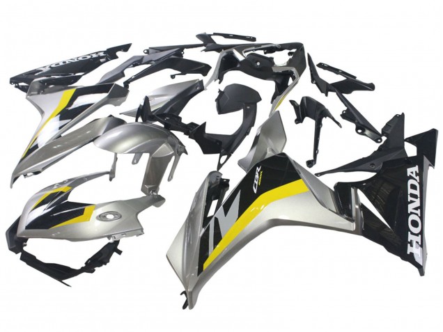 Preisgünstige Honda CBR500R Motorrad Verkleidung 2022-2023 - Silber Gelb Glanzendes Schwarz
