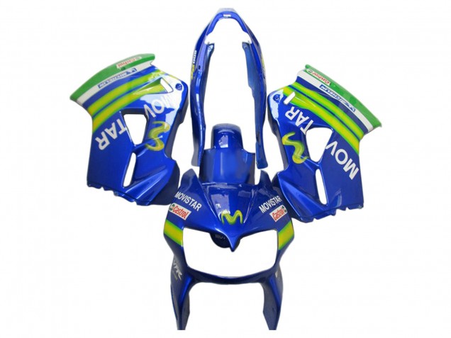 Preisgünstige Honda VFR 800 Motorrad Verkleidung 2002-2013 - Blau Grun Weiss MoviStar Castrol