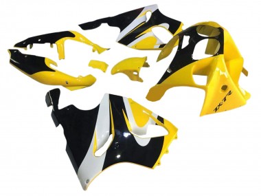 Preisgünstige Kawasaki ZX7R Motorrad Verkleidung 1996-2003 - Gelb Weiss Glanzendes Schwarz