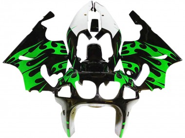 Preisgünstige Kawasaki ZX7R Motorrad Verkleidung 1996-2003 - Grun Glanzendes Schwarz Weiss