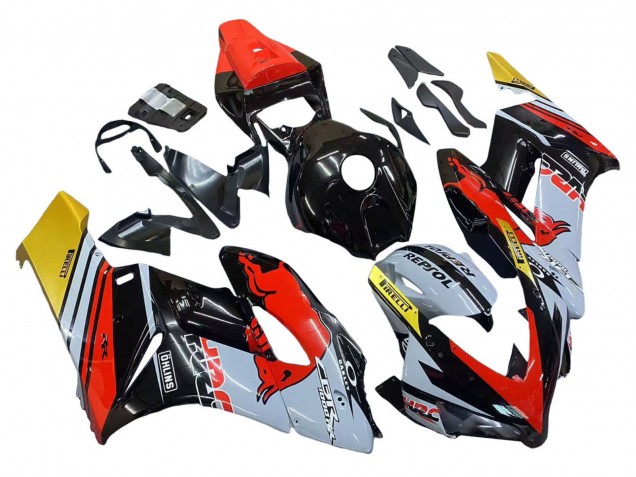 Preisgünstige Honda CBR1000RR Motorrad Verkleidung 2004-2005 - Gelb Rot Weiss Glanzendes Red Bull Repsol HRC