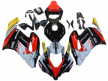 Preisgünstige Honda CBR1000RR Motorrad Verkleidung 2004-2005 - Gelb Rot Weiss Glanzendes Red Bull Repsol HRC